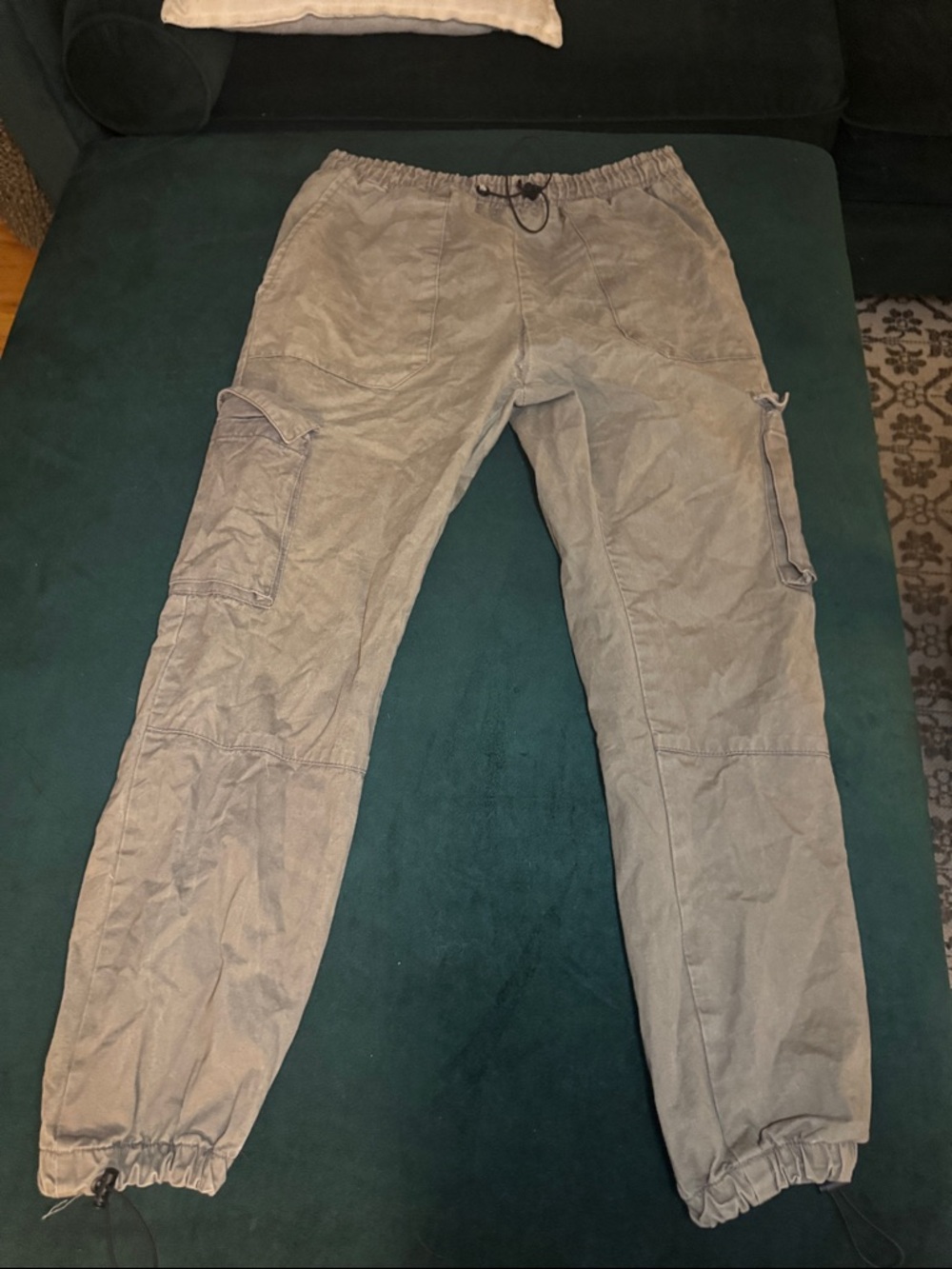 Boohoo Mens Green Cargo Joggers with Elastic Waist